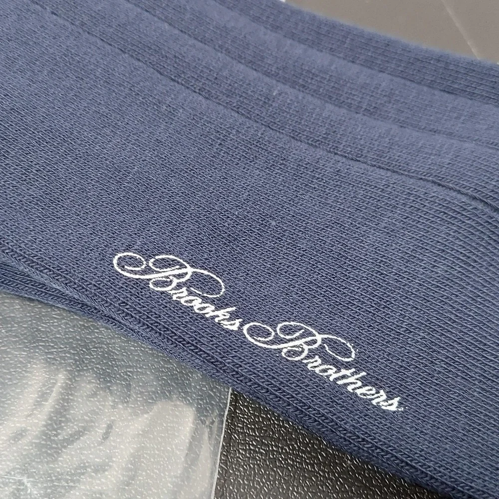 Brooks Brothers Dress Socks Mens One Size Blue Ribbed Cotton Nylon‎ Stretch